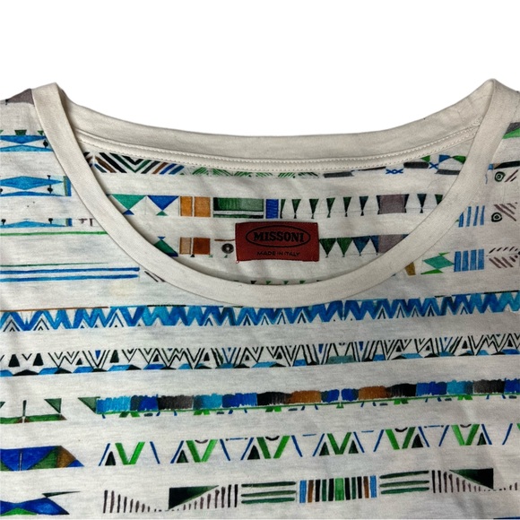 NWOT Missoni Multicolor short sleeve tribal striped cotton t-shirt |Euro XL US L - Picture 2 of 5